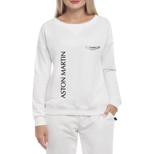 Світшот жіночий Globuspioner Aston Martin Vertical Logo принт спереду спущений рукав білий
