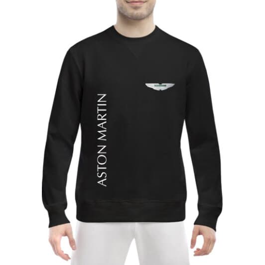 Світшот чоловічий Globuspioner Aston Martin Vertical Logo принт спереду класичний рукав чорний