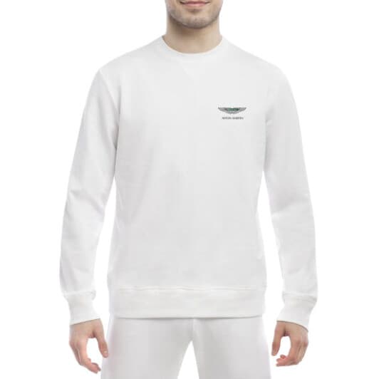 Світшот чоловічий Globuspioner Aston Martin Mini Logo принт спереду класичний рукав білий