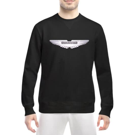 Свитшот мужской Globuspioner Aston Martin Silver Wings v2 спереди класический рукав чёрный