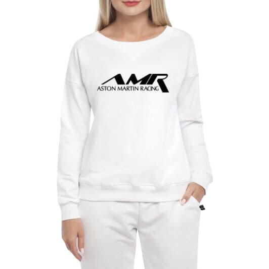 Свитшот женский Globuspioner Aston Martin AMR спереди спущенный рукав белый
