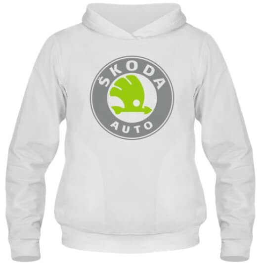 Кенгурушка мужская утепленная Globuspioner Skoda Auto Big Logo спереди белый