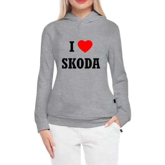 Кенгурушка жіноча Globuspioner I Love Skoda спереду сірий