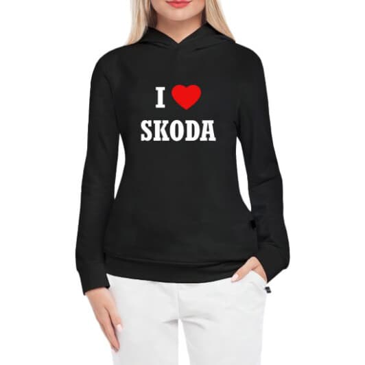 Кенгурушка женская Globuspioner I Love Skoda спереди чёрный