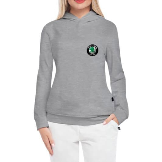 Кенгурушка жіноча Globuspioner Skoda Auto Mini Logo спереду сірий