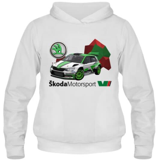 Кенгурушка мужская утепленная Globuspioner Skoda Fabia R5 EVO спереди белый