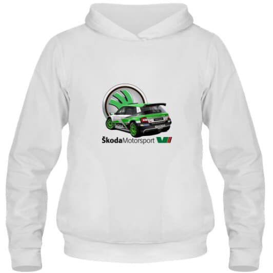 Кенгурушка мужская утепленная Globuspioner Skoda Fabia R5 EVO 3 спереди белый