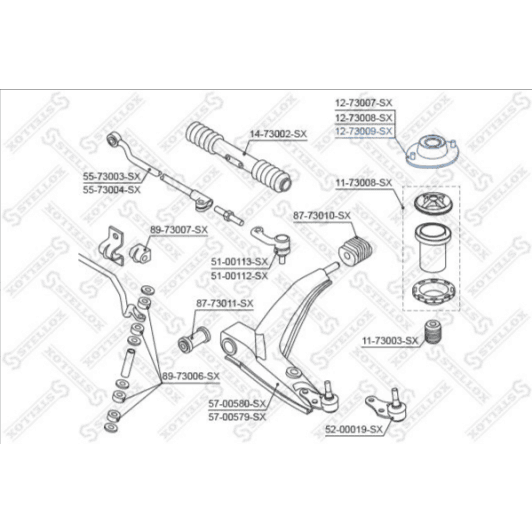 1273009SX Stellox Опора амортизатора для Daewoo Lanos