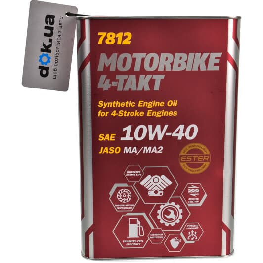 4T Mannol Motorbike 4-Takt (Metal) 10W-40, 4 л (MN7812-4ME) моторна олива 4T