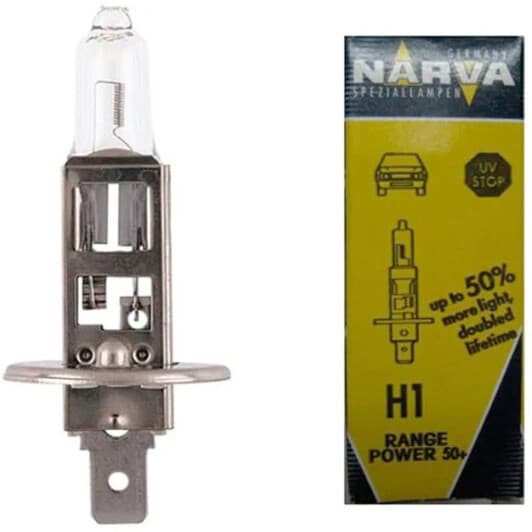Автолампа Narva Range Power 50+ H1 P14,5s 55 W прозора 48334