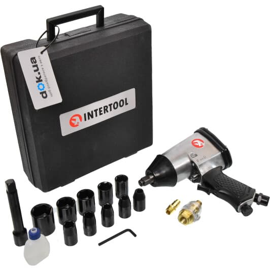 Пневмогайкокрут Intertool PT-1101 (торцеві головки + чохол)