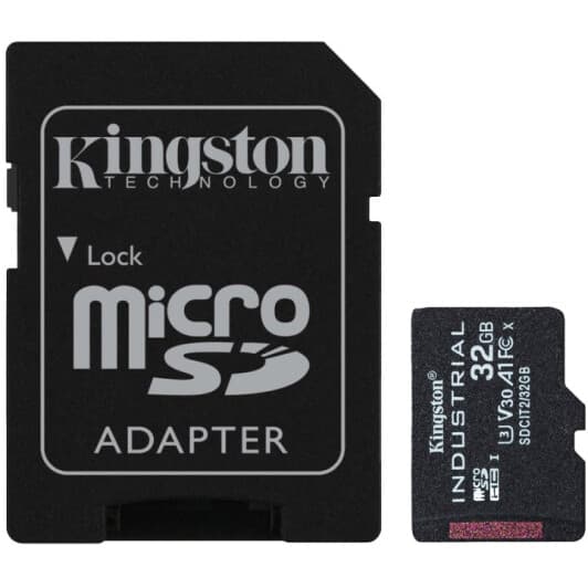 Карта памяти Kingston Industrial2 microSDHC 32 ГБ с SD-адаптером