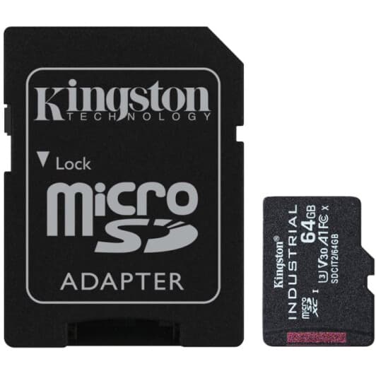 Карта пам’яті Kingston Industrial2 microSDXC 64 ГБ з SD-адаптером