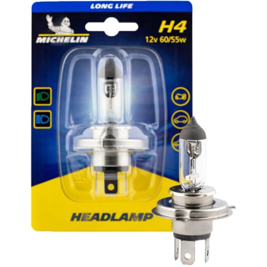Автолампа Michelin Long Life H4 P43t 60 W прозрачная W32248