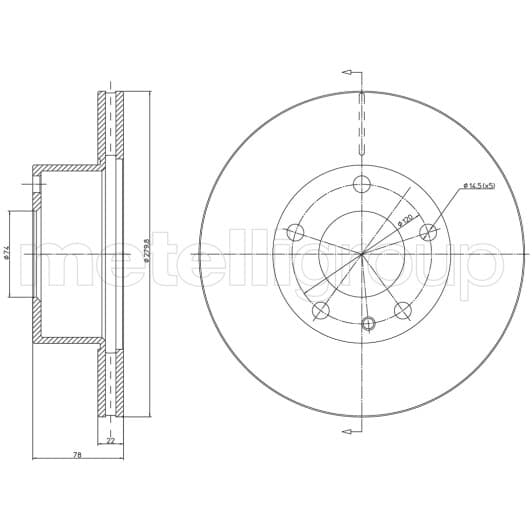 23-0061 Metelli Гальмівний диск