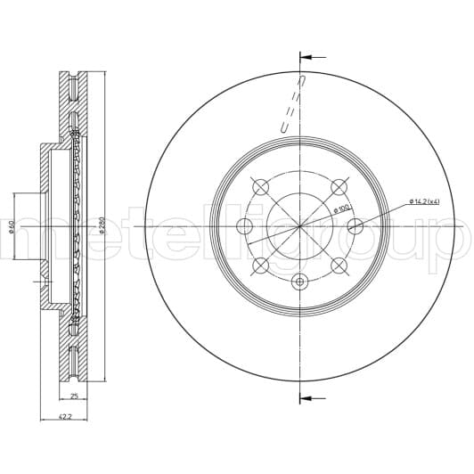 230825c Metelli Гальмівний диск для Opel Astra