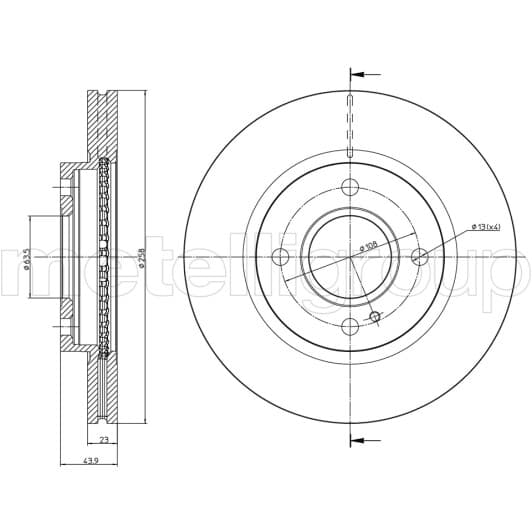 230975c Metelli Гальмівний диск