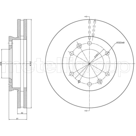231669C Metelli Тормозной диск