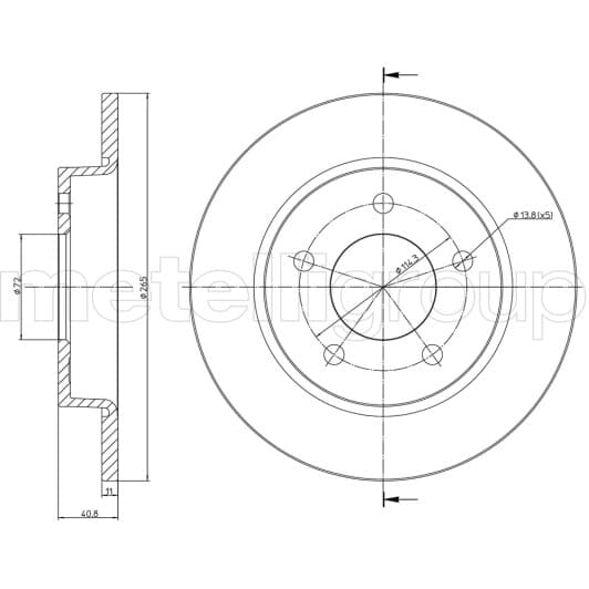230738c Metelli Гальмівний диск для Mazda 3