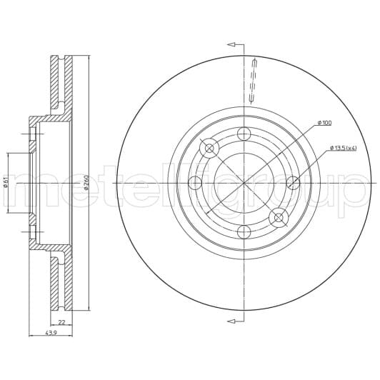 230641C Metelli Тормозной диск