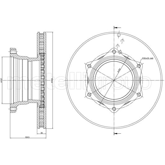 231729 Metelli Гальмівний диск для Mercedes Vario