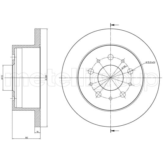 23-0952C Metelli Тормозной диск