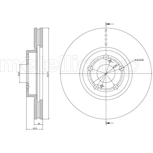 23-0970C Metelli Тормозной диск для Toyota Avensis