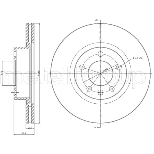 23-0446 Metelli Тормозной диск для Opel Omega