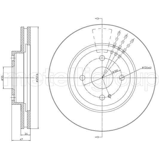 23-0619 Metelli Тормозной диск для Mazda 323
