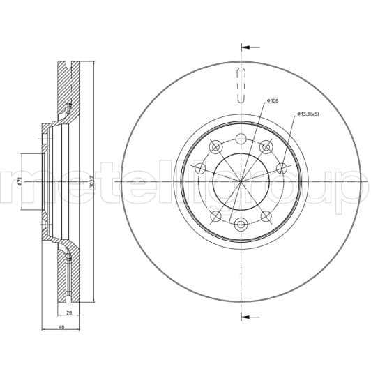 23-0886C Metelli Гальмівний диск