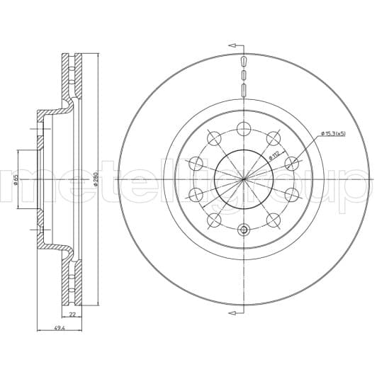 23-0733C Metelli Тормозной диск
