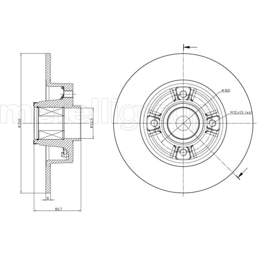 23-0722 Metelli Гальмівний диск