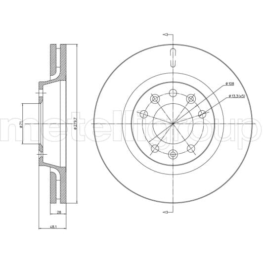 23-0887C Metelli Тормозной диск