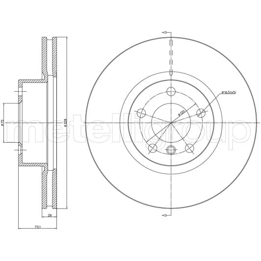 23-1260C Metelli Тормозной диск