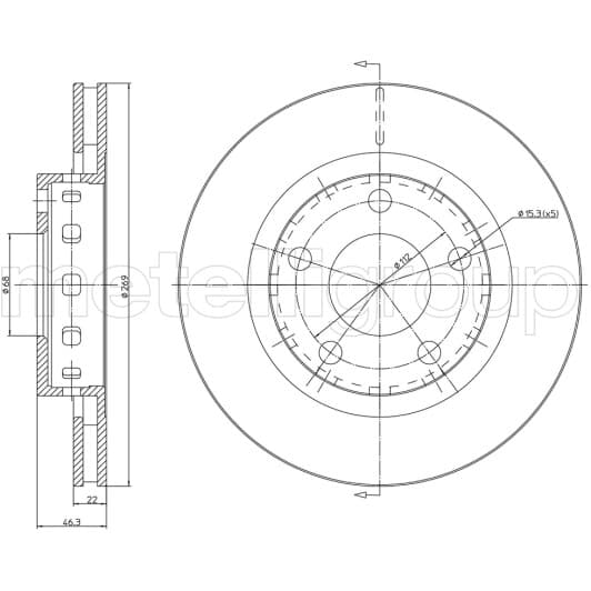 23-1123C Metelli Гальмівний диск для Audi A8