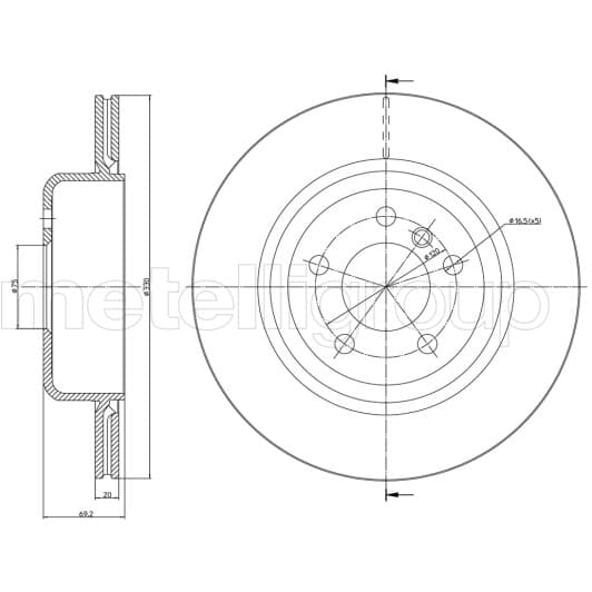 23-1281C Metelli Тормозной диск для BMW 5 Series
