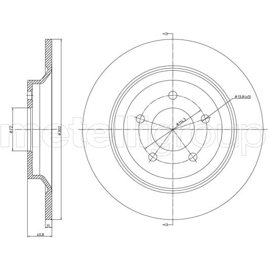 23-1081C Metelli Гальмівний диск для Mazda 5