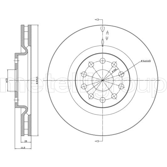 23-0611C Metelli Тормозной диск для Lancia Thesis
