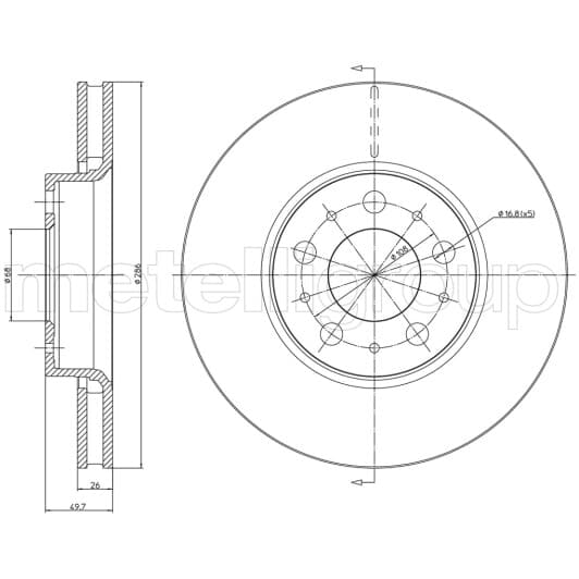23-0560C Metelli Тормозной диск