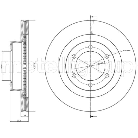23-0968C Metelli Гальмівний диск для Toyota Land Cruiser Prado (120, 150)