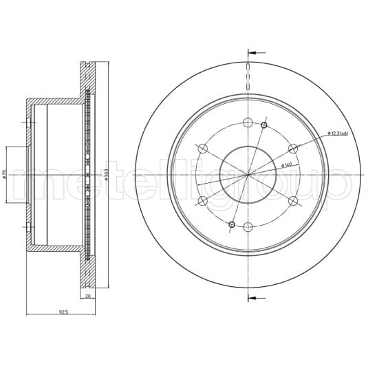 23-1485 Metelli Гальмівний диск для Hyundai H-1