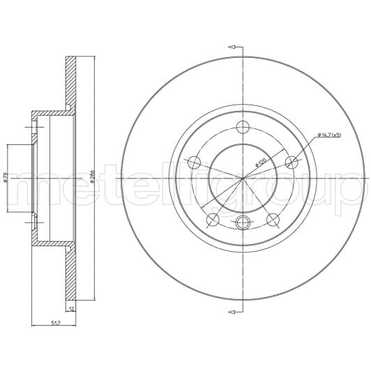 230227C Metelli Тормозной диск
