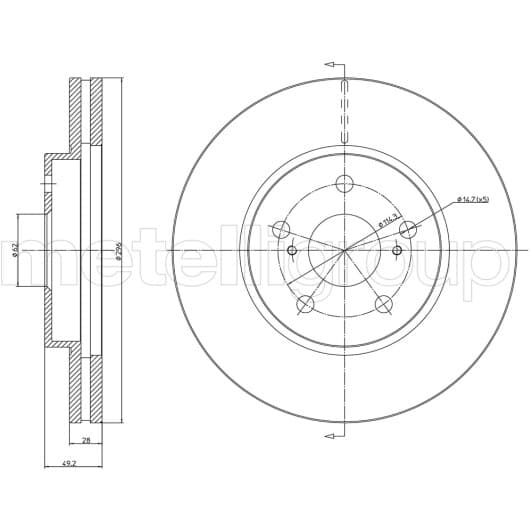 231577C Metelli Тормозной диск для Toyota Previa