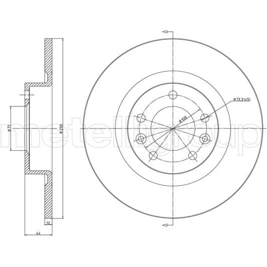 231296C Metelli Гальмівний диск для Peugeot 508
