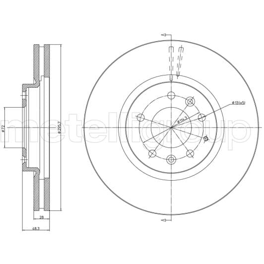 23-1060C Metelli Гальмівний диск для Mazda CX-7