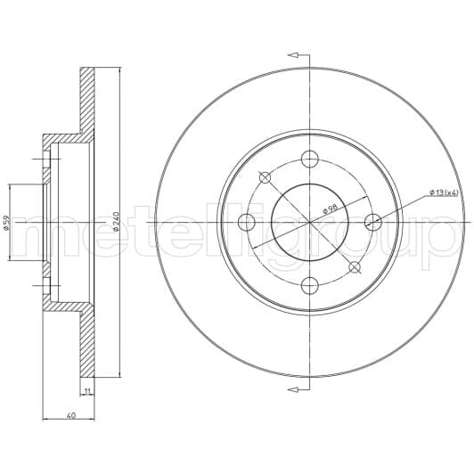 230232C Metelli Тормозной диск