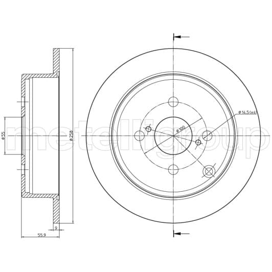 230634C Metelli Тормозной диск для Toyota Corolla