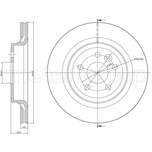 23-1273C Metelli Гальмівний диск для Volvo XC60