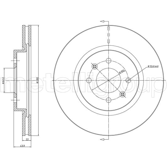23-1365C Metelli Тормозной диск