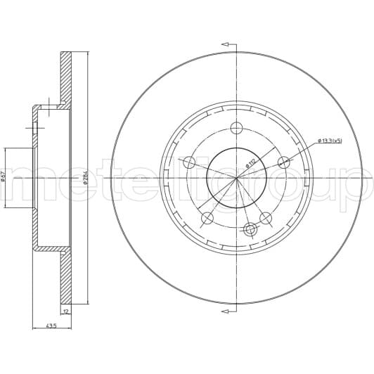 230313C Metelli Тормозной диск для Mercedes C-Class